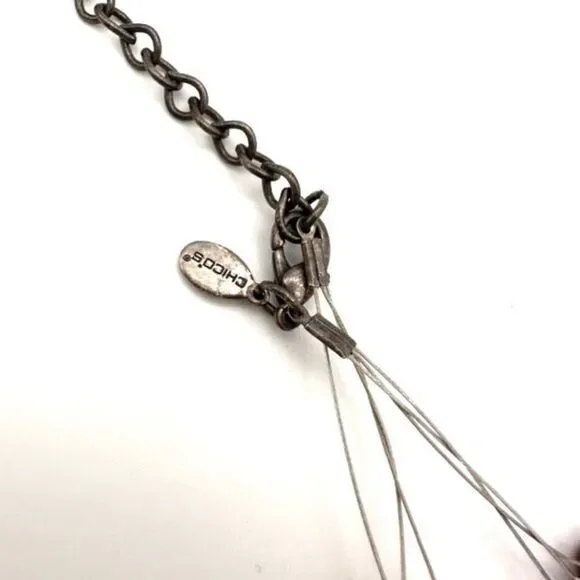 Chico’s stunning iridescent beaded stone wire necklace career‎ delicate elegant - Picture 8 of 11